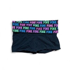 PINK Logo Waistband Black Boyshorts